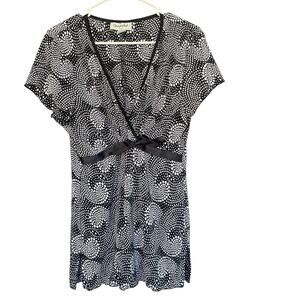 Connected Shirt Womens 14 Tunic Faux Wrap V-Neck Empire Bow Made in USA Paisley